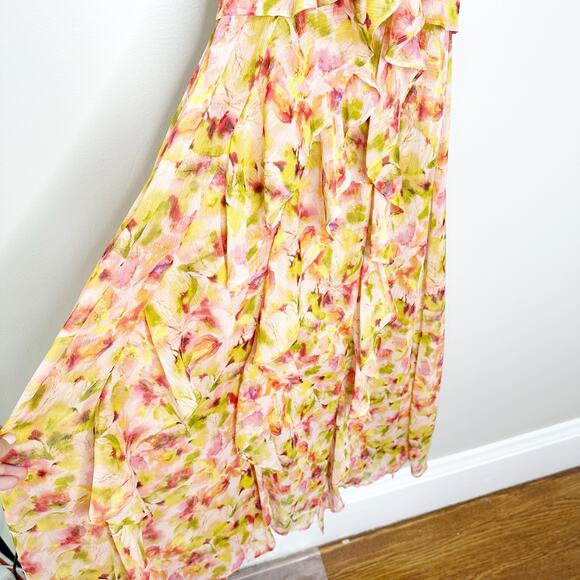 MISA Los Angeles Womens Claudita Floral Chiffon Ruffle Maxi Dress Multicolor XS - Picture 7 of 8